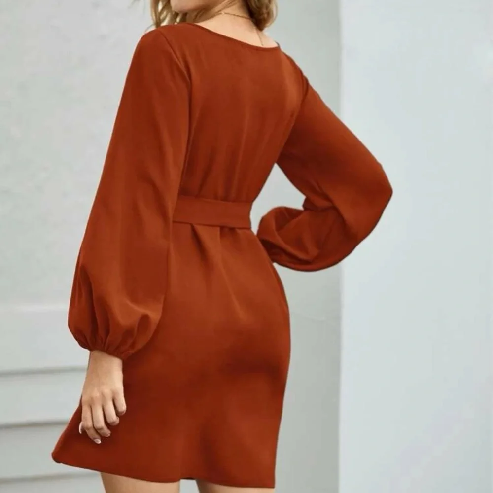 Navy  lantern long sleeve mini dress Minimalist Work